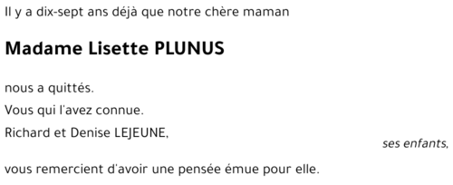 Lisette PLUNUS