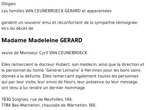 Madeleine GERARD