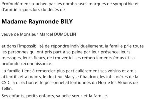 Raymonde BILY