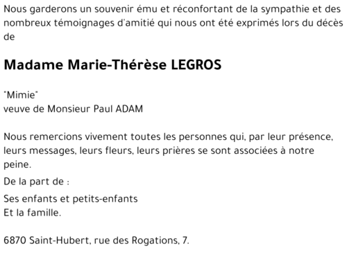 Marie-Thérèse LEGROS