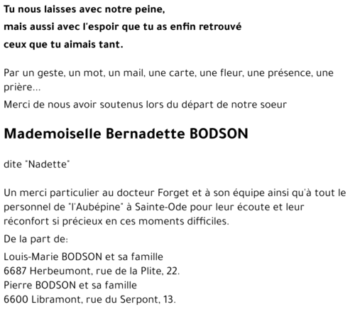 Bernadette BODSON