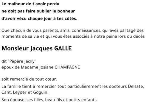 Jacques GALLE dit « pèpère Jacky »
