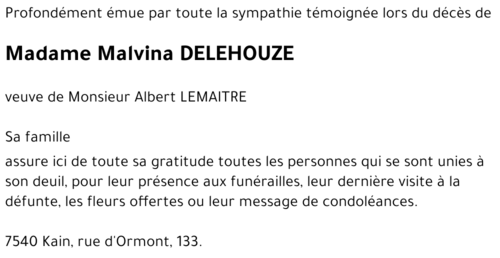 Malvina DELEHOUZE