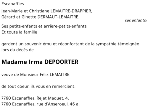 Irma DEPOORTER