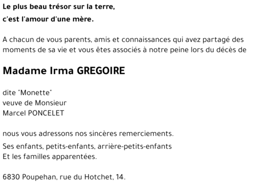 Irma GREGOIRE