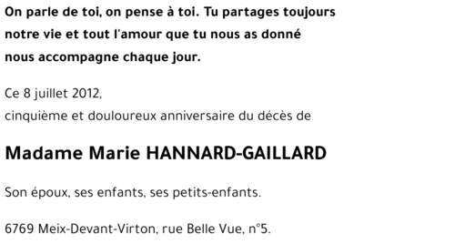 Marie HANNARD-GAILLARD