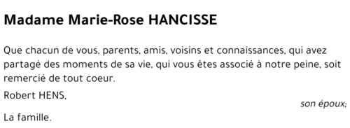 Marie-Rose HANCISSE