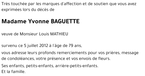 Yvonne BAGUETTE