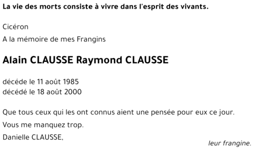 Alain CLAUSSE Raymond CLAUSSE