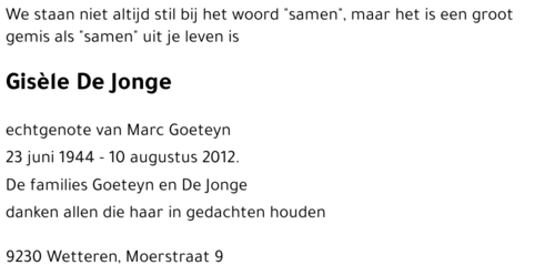 Gisèle De Jonge