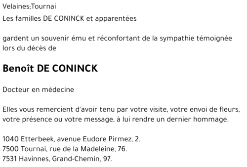 Benoît DE CONINCK
