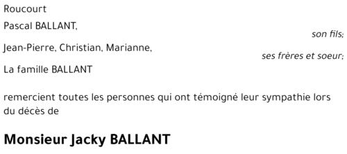 Jacky BALLANT