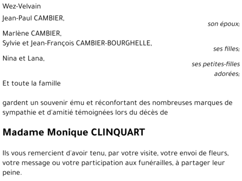 CLINQUART Monique
