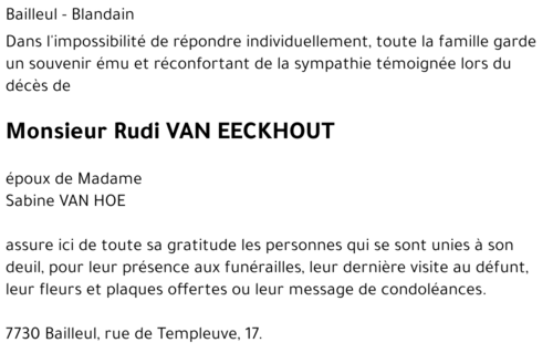 Rudi VAN EECKHOUT