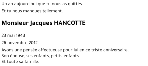 Jacques HANCOTTE