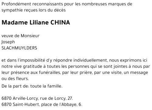 Liliane CHINA