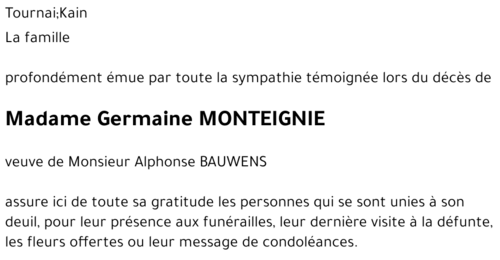 Germaine MONTEIGNIE