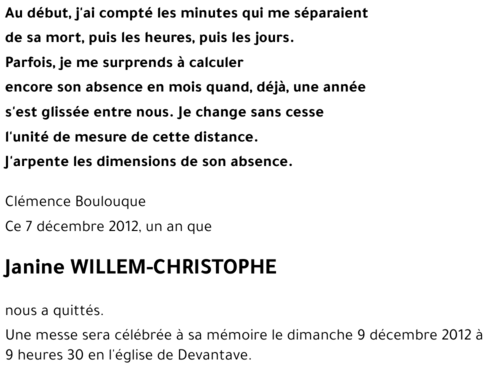 Janine WILLEM-CHRISTOPHE