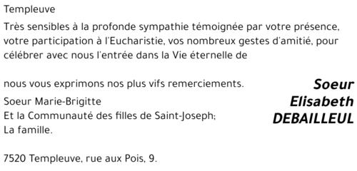 Soeur Elisabeth DEBAILLEUL