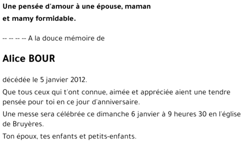 Alice BOUR