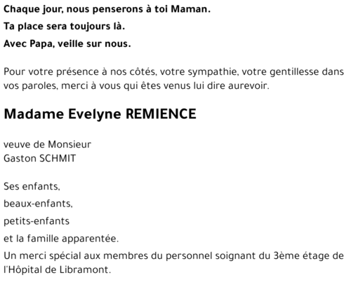 Evelyne REMIENCE