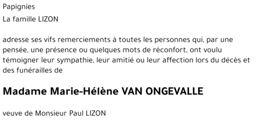 Marie-Hélène VAN ONGEVALLE