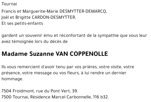 Suzanne VAN COPPENOLLE