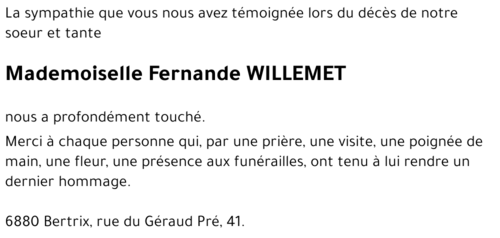 Fernande WILLEMET