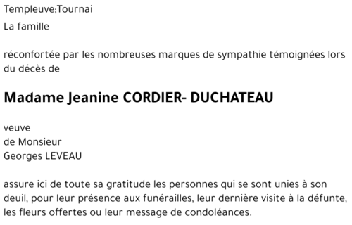 Jeanine CORDIER-DUCHATEAU