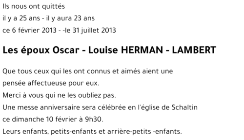 Oscar - Louise HERMAN - LAMBERT