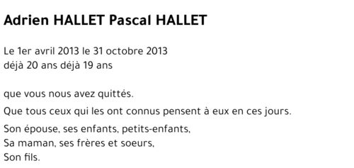 Adrien HALLET Pascal HALLET