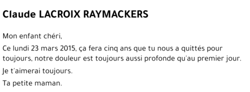 Claude Lacroix RAYMACKERS