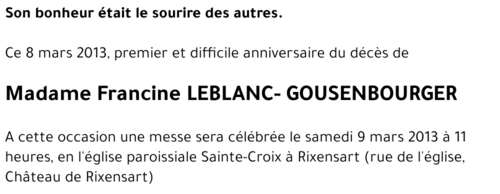 Francine LEBLANC-GOUSENBOURGER