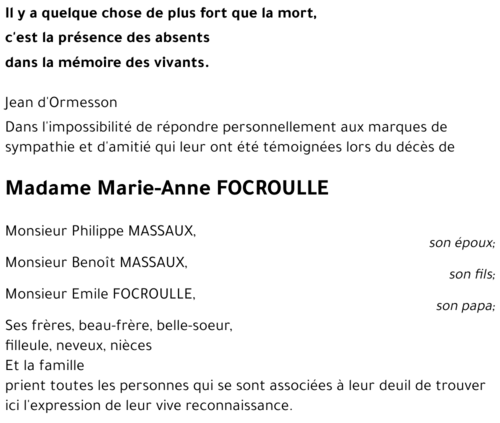 Marie-Anne FOCROULLE