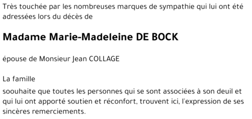 Marie-Madeleine De BOCK