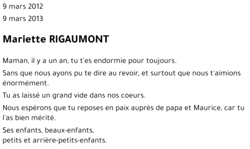 Mariette RIGAUMONT