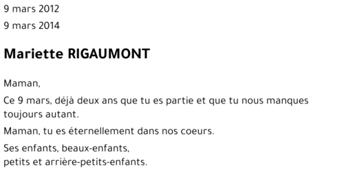 Mariette RIGAUMONT