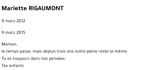 Mariette RIGAUMONT