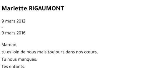 Mariette RIGAUMONT