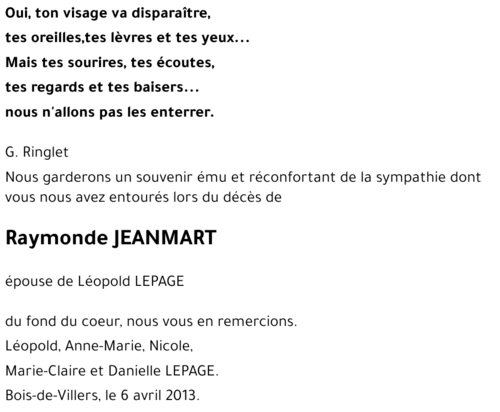 Raymonde JEANMART