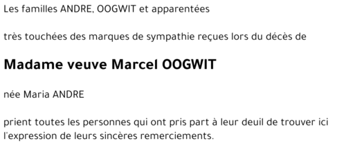veuve Marcel OOGWIT