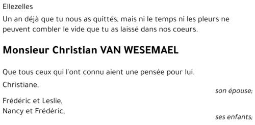 Christian VAN WESEMAEL