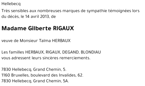 Gilberte RIGAUX
