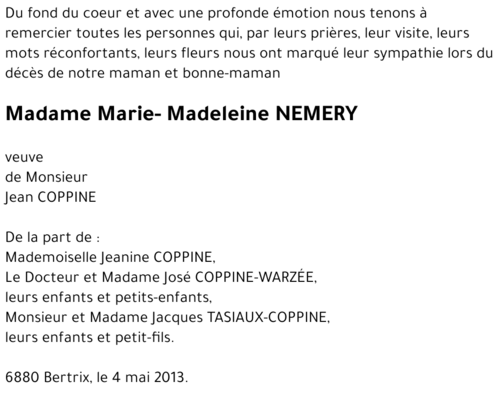 Marie-Madeleine NEMERY