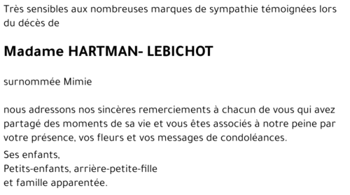 - HARTMAN-LEBICHOT