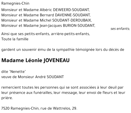 Léonie dite Nenette JOVENEAU