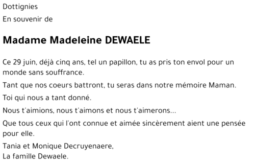 Madeleine DEWAELE