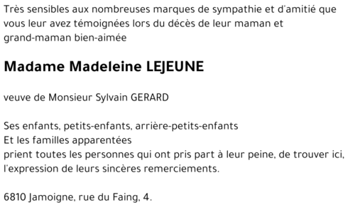 Madeleine LEJEUNE