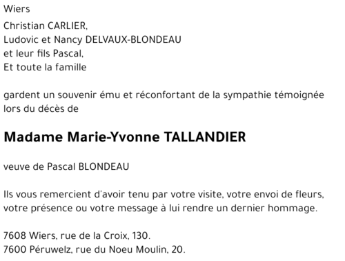 Marie-Yvonne TALLANDIER