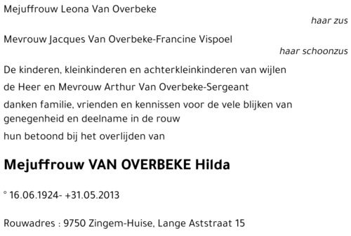 VAN OVERBEKE Hilda